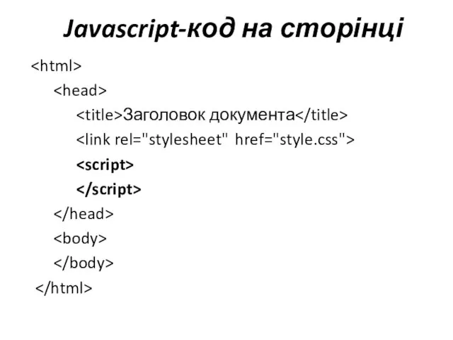 Javascript-код на сторінці Заголовок документа