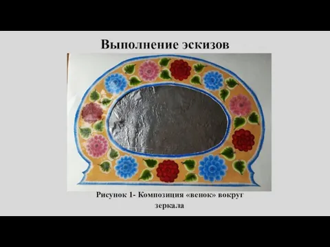 Выполнение эскизов Рисунок 1- Композиция «венок» вокруг зеркала