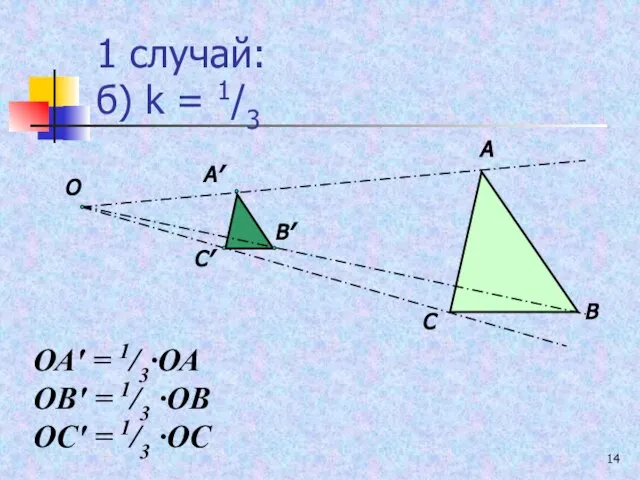 1 случай: б) k = 1/3 А В С О А′ В′
