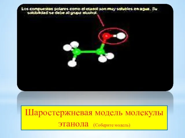 Шаростержневая модель молекулы этанола (Соберите модель)