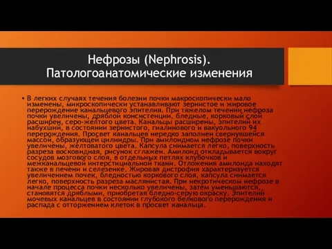 В легких случаях течения болезни почки макроскопически мало изменены, микроскопически устанавливают зернистое