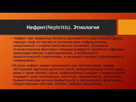 Нефрит как первичная болезнь развивается сравнительно редко, гораздо чаще он является осложнением