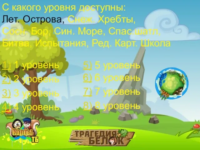 С какого уровня доступны: Лет. Острова, Снеж. Хребты, Сосн. Бор, Син. Море,