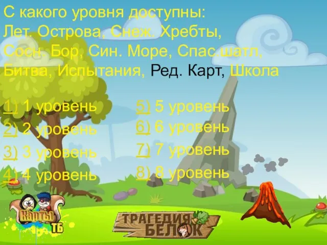 С какого уровня доступны: Лет. Острова, Снеж. Хребты, Сосн. Бор, Син. Море,