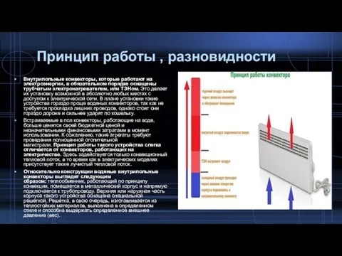 Принцип работы , разновидности Внутрипольные конвекторы, которые работают на электроэнергии, в обязательном