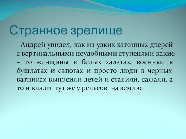 Странное зрелище Андрей увидел, как из узких вагонных дверей с вертикальными неудобными