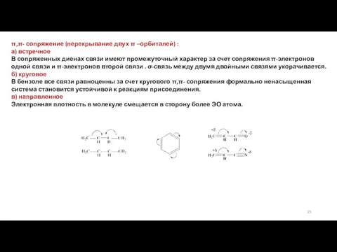 π,π- сопряжение (перекрывание двух π –орбиталей) : а) встречное В сопряженных диенах