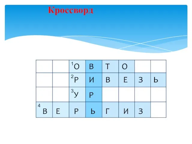 Кроссворд О В Т О Р И В Е З Ь У