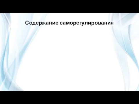 Содержание саморегулирования