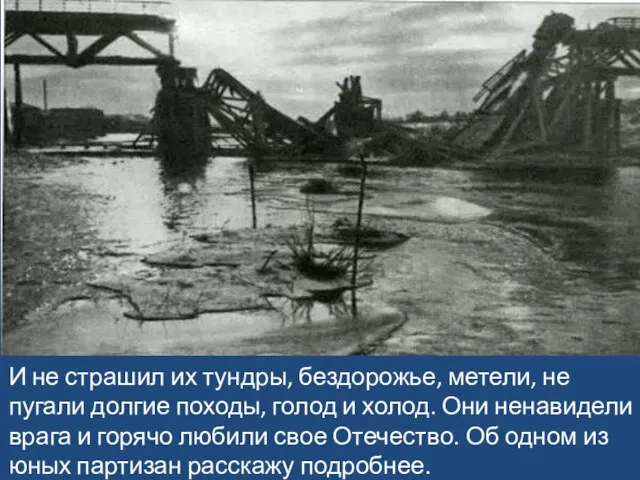 И не страшил их тундры, бездорожье, метели, не пугали долгие походы, голод