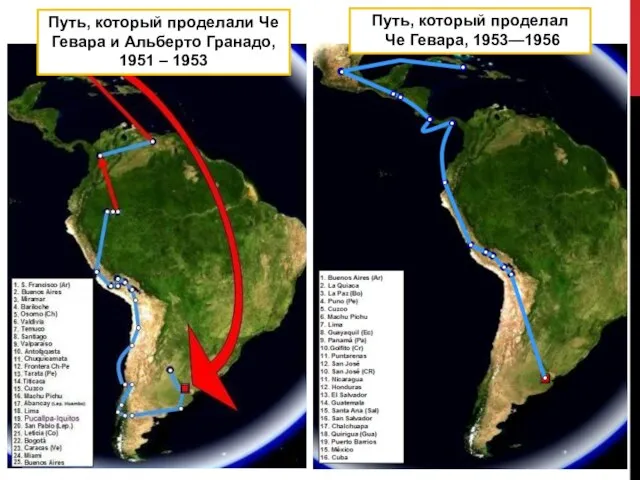 Путь, который проделал Че Гевара, 1953—1956 Путь, который проделали Че Гевара и