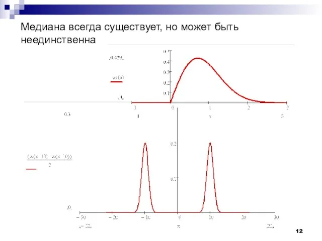 Медиана всегда существует, но может быть неединственна