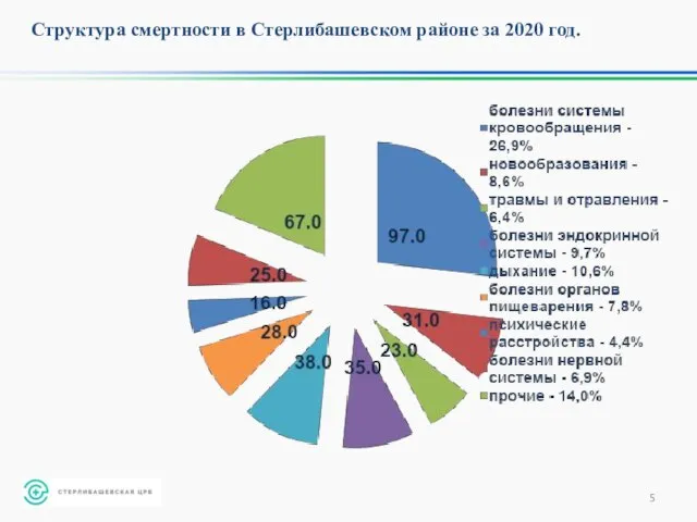 Структура смертности в Стерлибашевском районе за 2020 год.