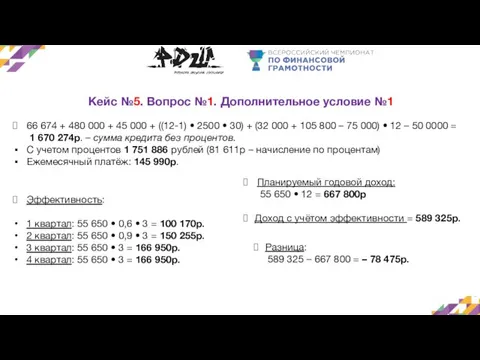 Кейс №5. Вопрос №1. Дополнительное условие №1 66 674 + 480 000