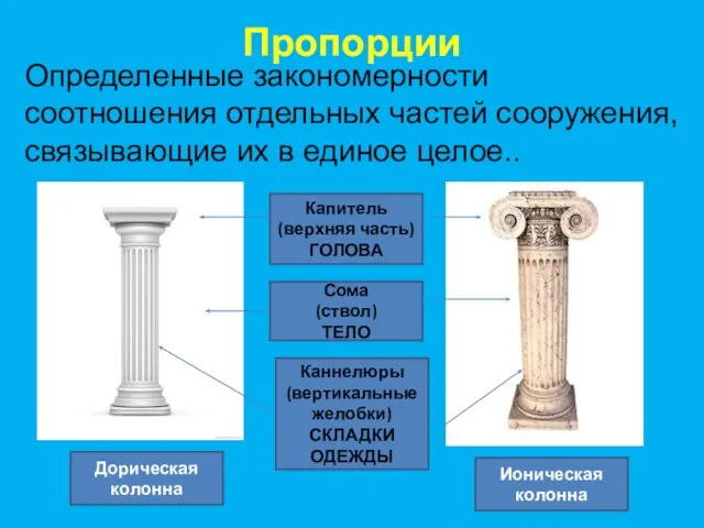 Пропорции Определенные закономерности соотношения отдельных частей сооружения, связывающие их в единое целое..