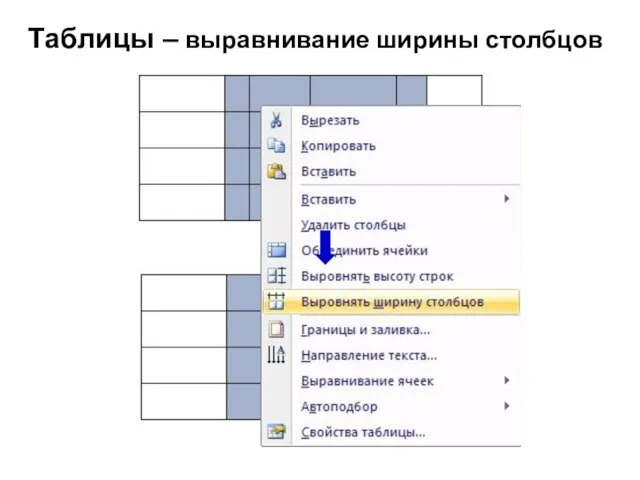 Таблицы – выравнивание ширины столбцов