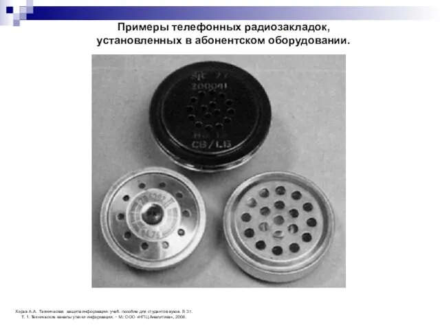 Примеры телефонных радиозакладок, установленных в абонентском оборудовании. Хорев А.А. Техническая защита информации: