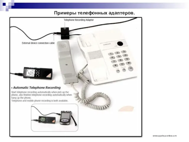 Примеры телефонных адаптеров. www.spyshop-online.com