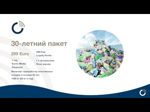 30-летний пакет 299 Euro 299 Free Loyalty Points Включает переработку пластиковых отходов