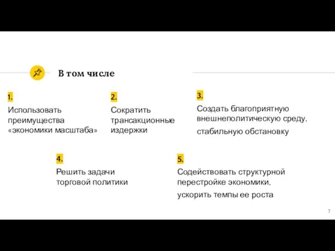 В том числе 1. Использовать преимущества «экономики масштаба» 2. Сократить трансакционные издержки