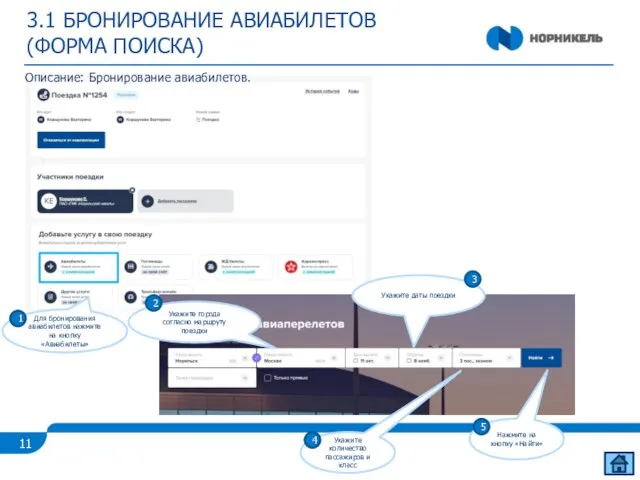 3.1 БРОНИРОВАНИЕ АВИАБИЛЕТОВ (ФОРМА ПОИСКА) Для бронирования авиабилетов нажмите на кнопку «Авиабилеты»