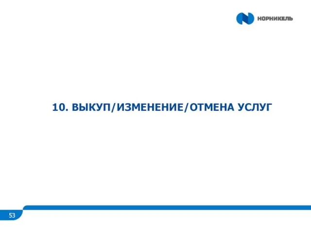 10. ВЫКУП/ИЗМЕНЕНИЕ/ОТМЕНА УСЛУГ