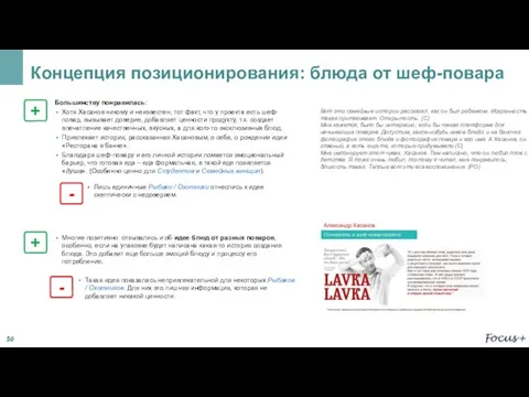 Концепция позиционирования: блюда от шеф-повара - Такая идея показалась непривлекательной для некоторых