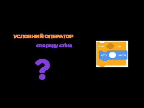 якщо не спереду стіна, то йти … кроків УСЛОВНИЙ ОПЕРАТОР