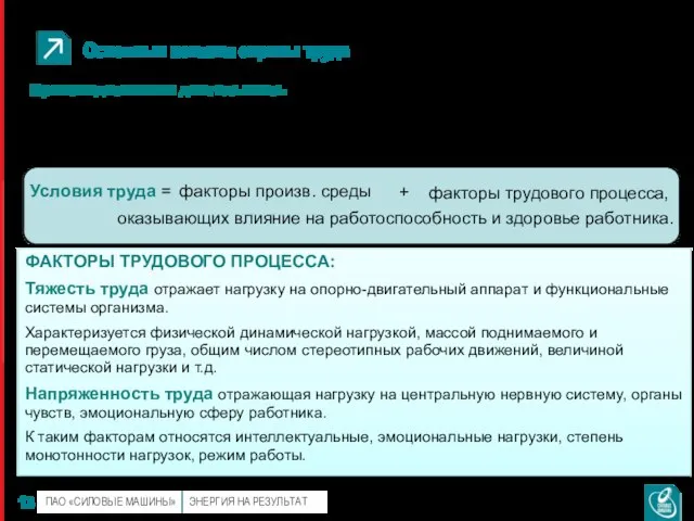 Основные понятия охраны труда Производственная деятельность - совокупность действий работников с применением