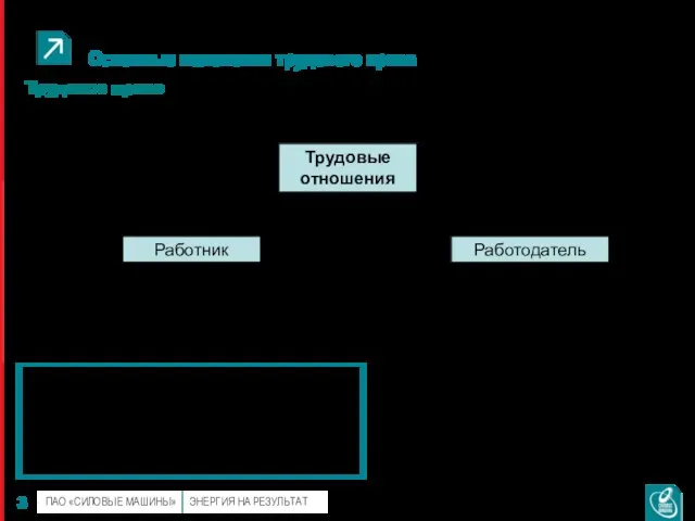 Основные положения трудового права Трудовое право – это отрасль права, которая регулирует