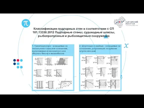 Классификация подпорных стен в соответствии с СП 101.13330.2012 Подпорные стены, судоходные шлюзы,