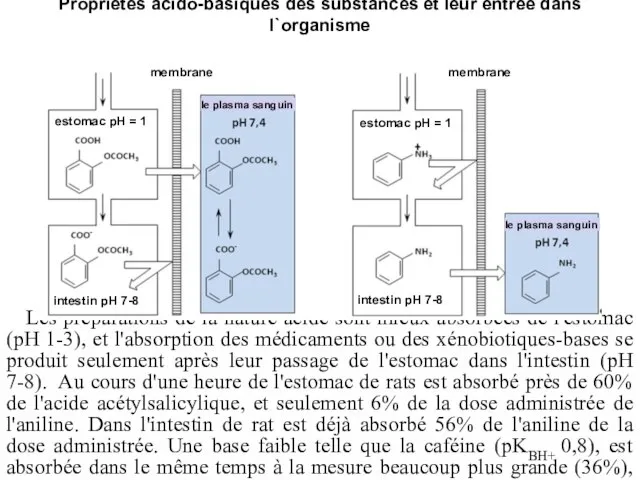 Propriétés acido-basiques des substances et leur entrée dans l`organisme Les préparations de