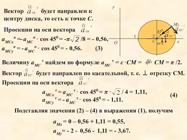 будет направлен к центру диска, то есть к точке С. /8 =