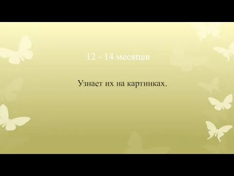 12 - 14 месяцев Узнает их на картинках.