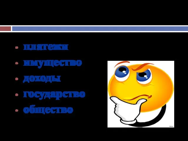 Слова для справки: платежи имущество доходы государство общество