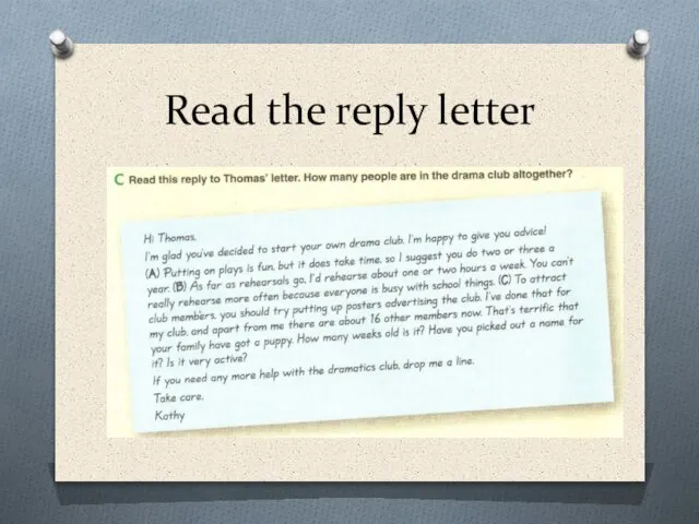 Read the reply letter