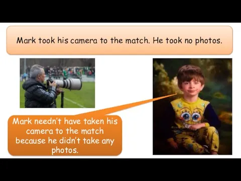 Mark took his camera to the match. He took no photos. Mark