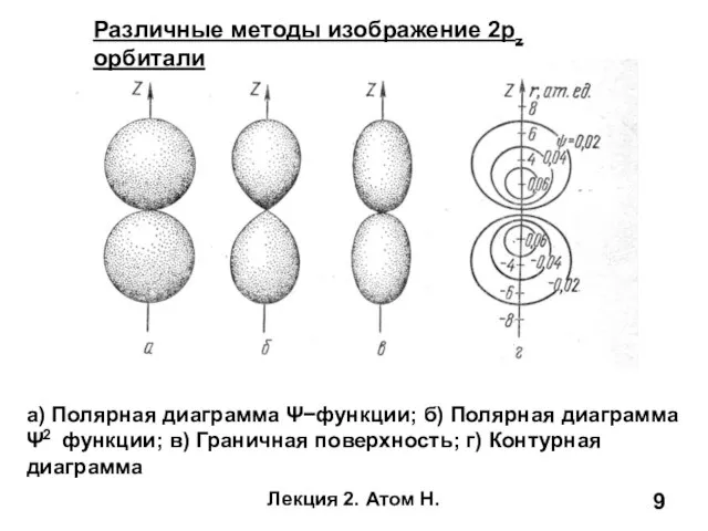 Лекция 2. Атом Н. а) Полярная диаграмма Ψ−функции; б) Полярная диаграмма Ψ2