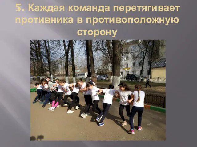 5. Каждая команда перетягивает противника в противоположную сторону