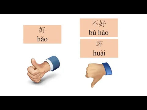 好 hǎo 不好 bù hǎo 坏 huài