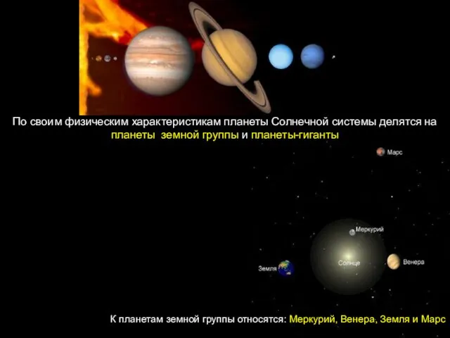 К планетам земной группы относятся: Меркурий, Венера, Земля и Марс По своим