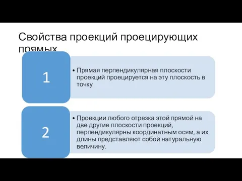 Свойства проекций проецирующих прямых