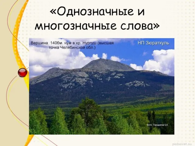 «Однозначные и многозначные слова»