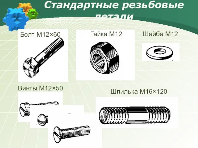 Стандартные резьбовые детали Болт М12×60 Гайка М12 Шайба М12 Винты М12×50 Шпилька М16×120