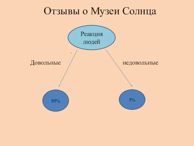 Отзывы о Музеи Солнца Реакция людей недовольные 95% 5% Довольные