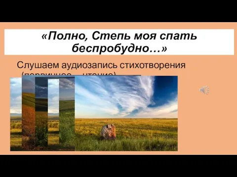 «Полно, Степь моя спать беспробудно…» Слушаем аудиозапись стихотворения (первичное чтение)