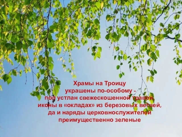 Храмы на Троицу украшены по-особому - пол устлан свежескошенной травой, иконы в