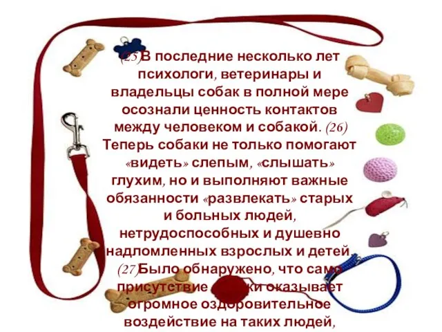 (25)В последние несколько лет психологи, ветеринары и владельцы собак в полной мере