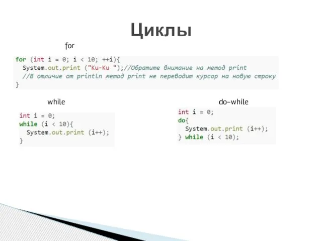 Циклы for while do-while