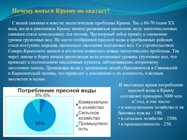 Почему воды в Крыму не хватает? С водой связаны и многие экологические